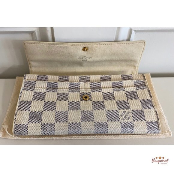 Authentic LOUIS VUITTON Damier Azur Coated Canvas Leather Sarah Long Wallet - Picture 9 of 13